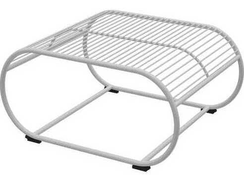 Bend Goods Loop Indoor Outdoor Ottoman in White Powder-Coated Steel