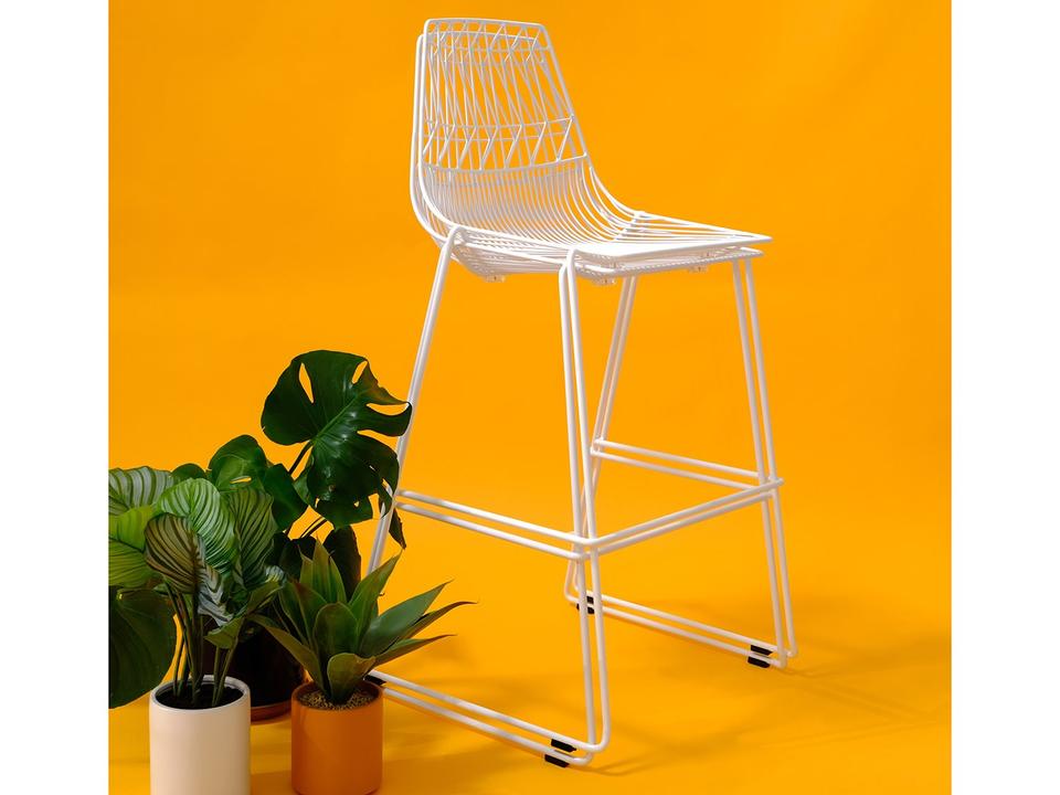 Outdoor Lucy Galvanized Iron White Stackable Bar Chair Set