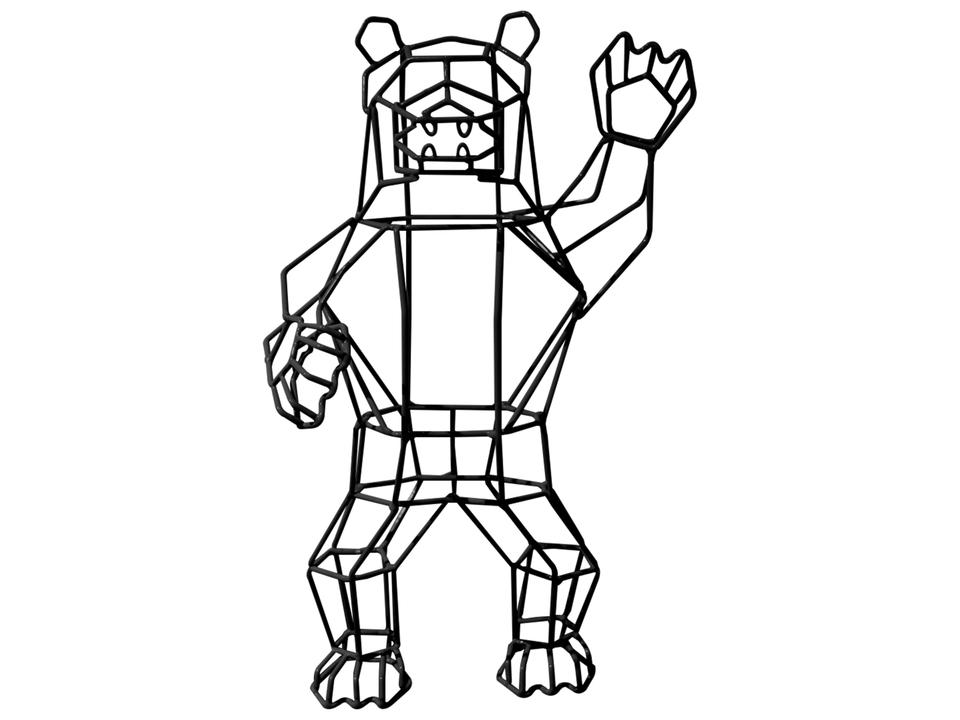 Marching Bear Galvanized Iron Figurine in Black