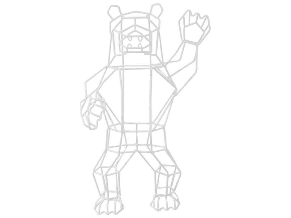 Marching Bear Galvanized Iron Figurine in White