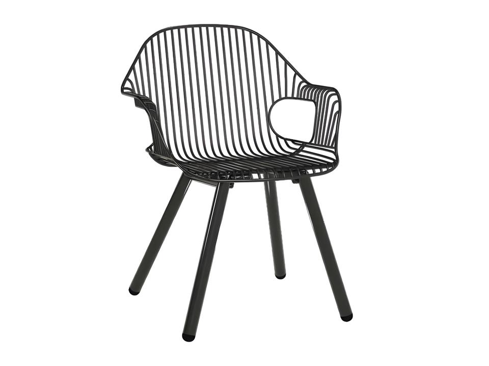 Bend Goods Rita Outdoor Dining Armchair in Black Powder-Coated Steel