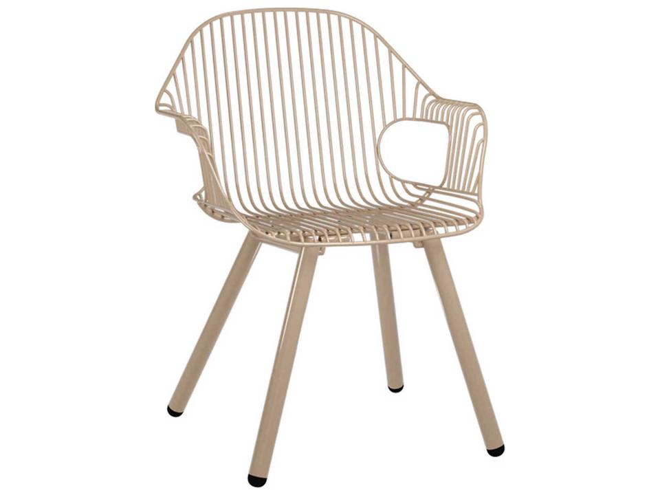 Bend Goods Rita Outdoor Steel Dining Arm Chair in Tan
