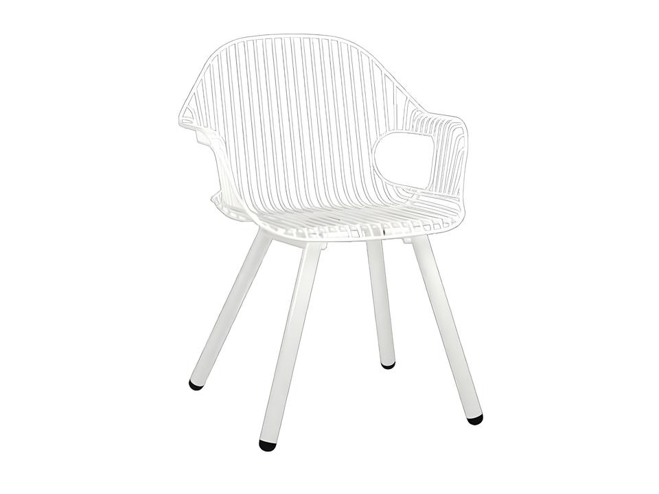 Bend Goods Rita Powder-Coated Steel Outdoor Dining Armchair in White