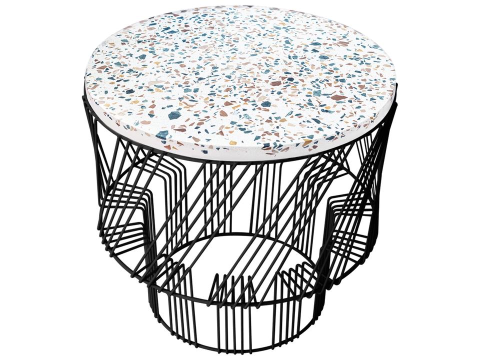 Bend Goods Terrazzo Round Side Table in Black with Stone Top
