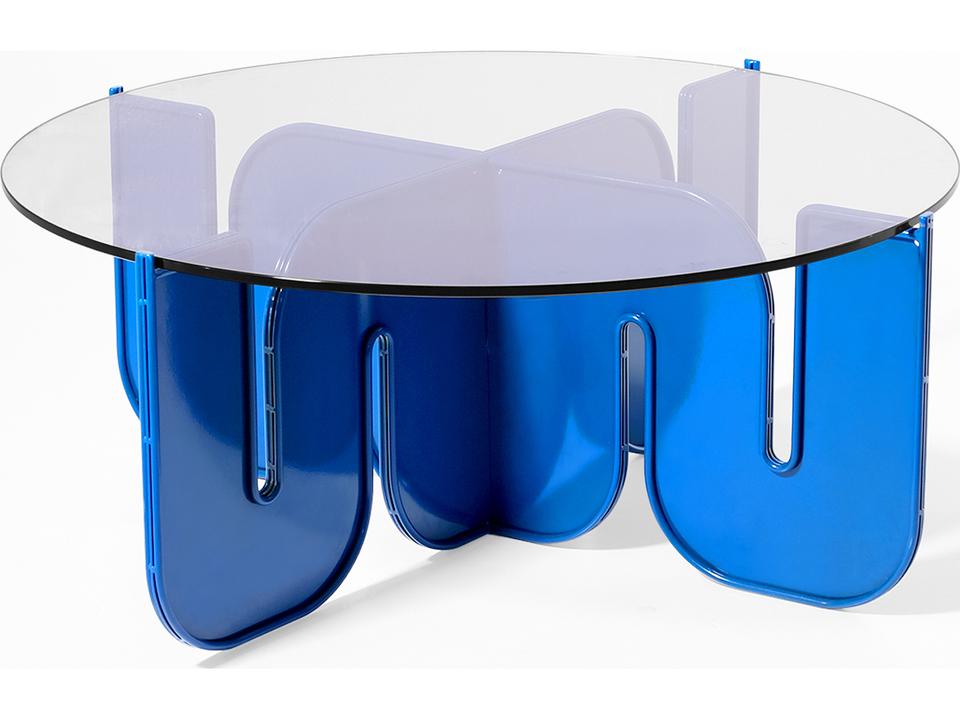 Wave Round Coffee Table in Electric Blue Resin