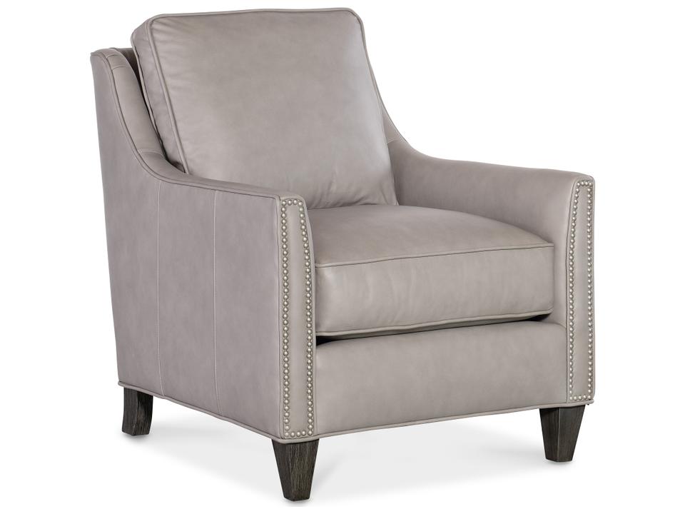 Christopher Leather Accent Chair with Nailhead Trim in Cognac Brown