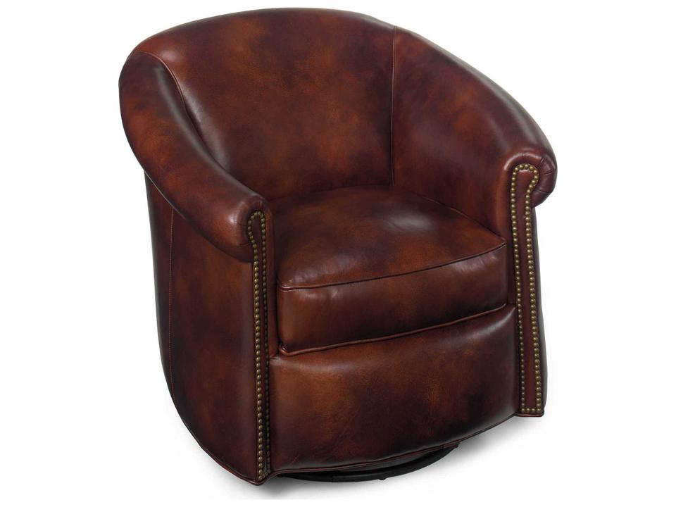 Marietta Leather Swivel Tub Chair with Nailhead Trim