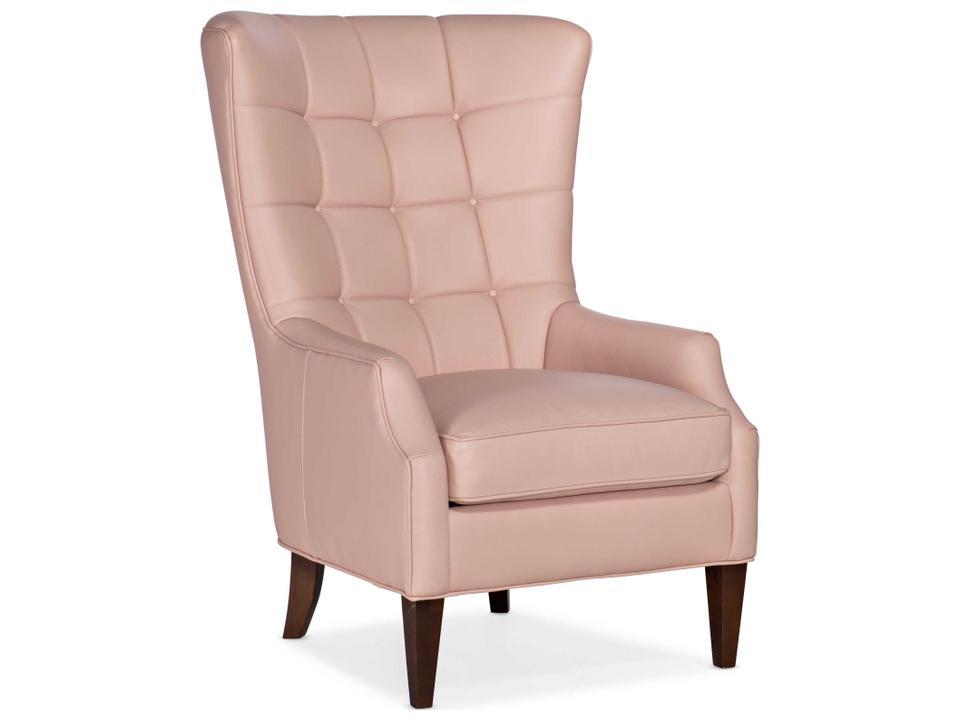 Gallin Stationary Leather Accent Chair with Tight Button Back