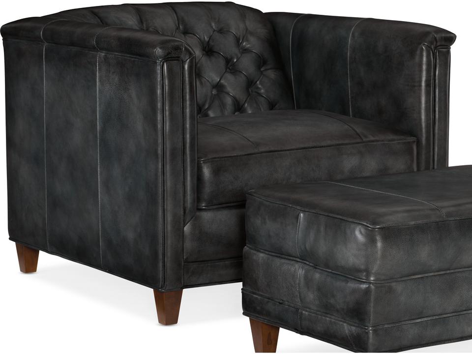 Jaden Tufted Upholstered Accent Chair with Mahogany Finish