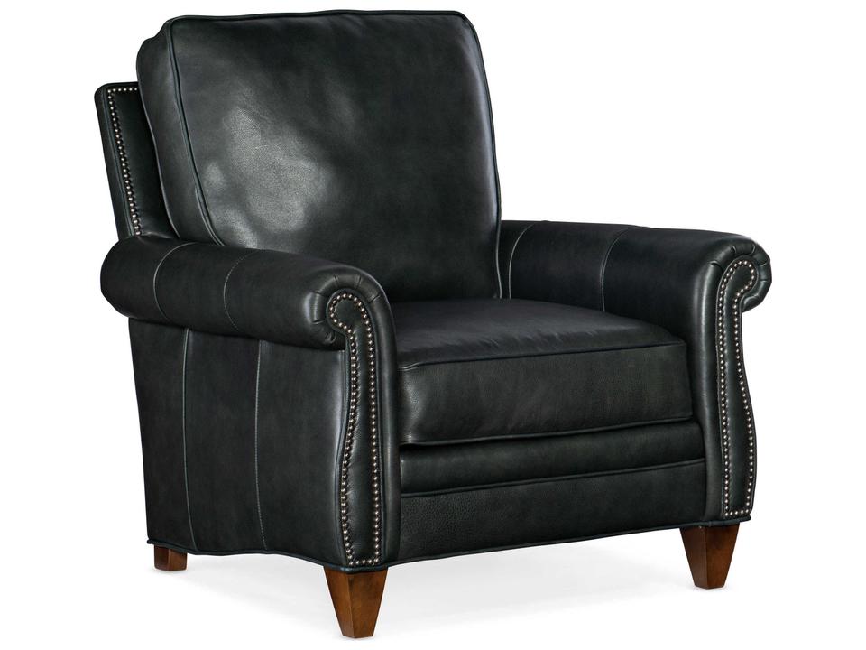 Reddish Leather Accent Arm Chair with Nailhead Trim