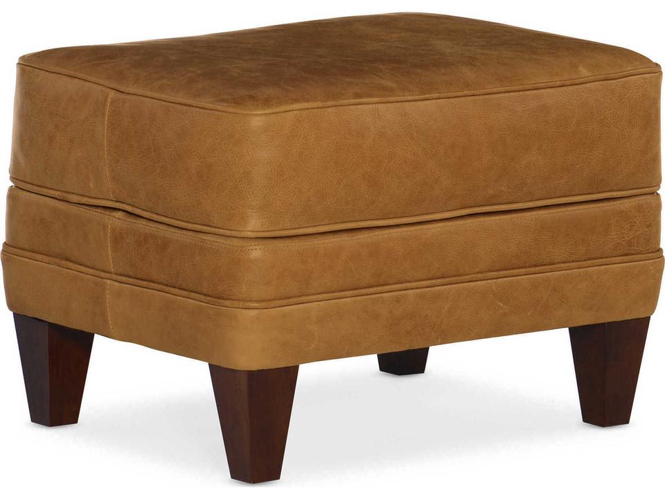 Zion Leather Ottoman with Eight-Way Hand-Tied Coil Construction