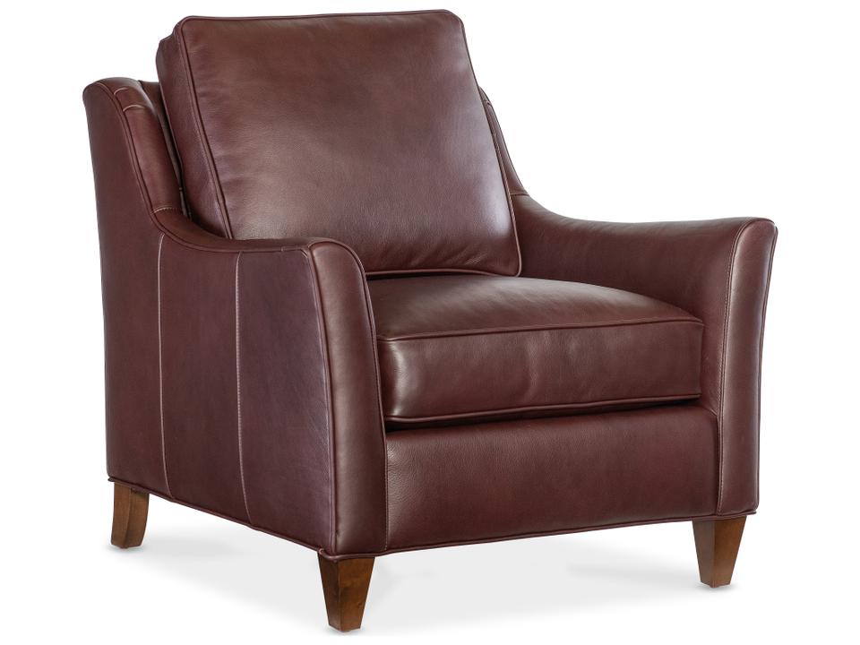 Tatum Leather Accent Chair with Nailhead Trim in Mahogany