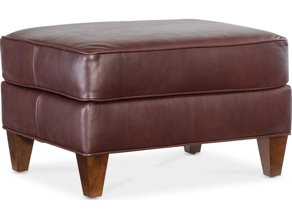 Tatum Leather Ottoman with Nailhead Trim