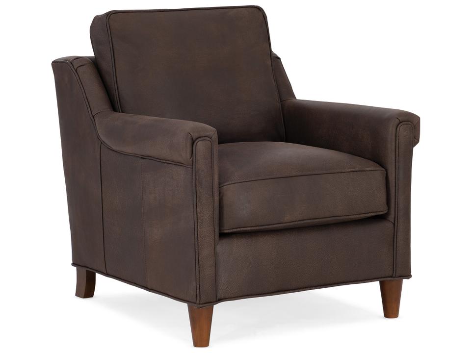 Madison Leather Accent Chair with Sloped Arms and Tapered Legs