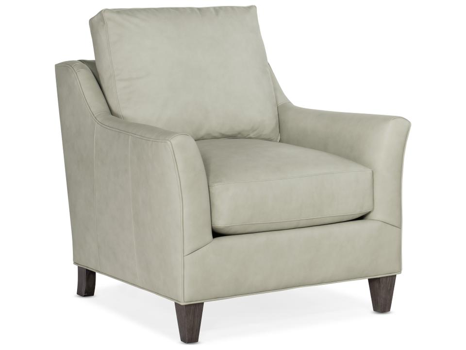 Marleigh Transitional Leather Accent Chair in Mahogany