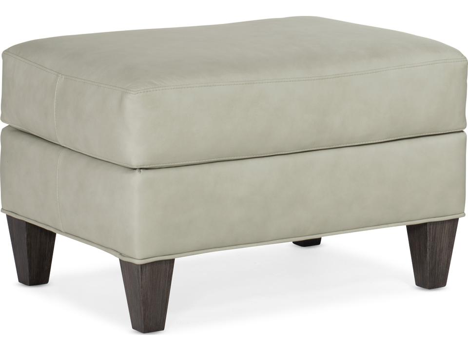 Marleigh Customizable Ottoman in Leather with Tapered Legs