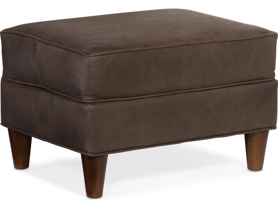 Manning Ottoman in Customizable Leather with Nailhead Trim