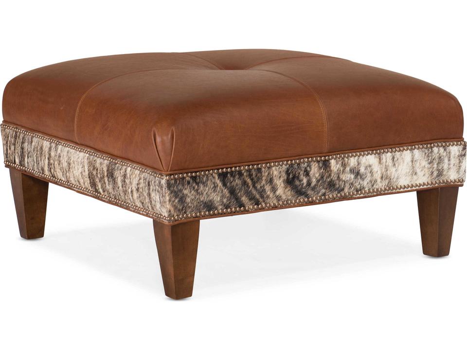 Fair-N-Square Square Cocktail Ottoman with Customizable Leather Upholstery