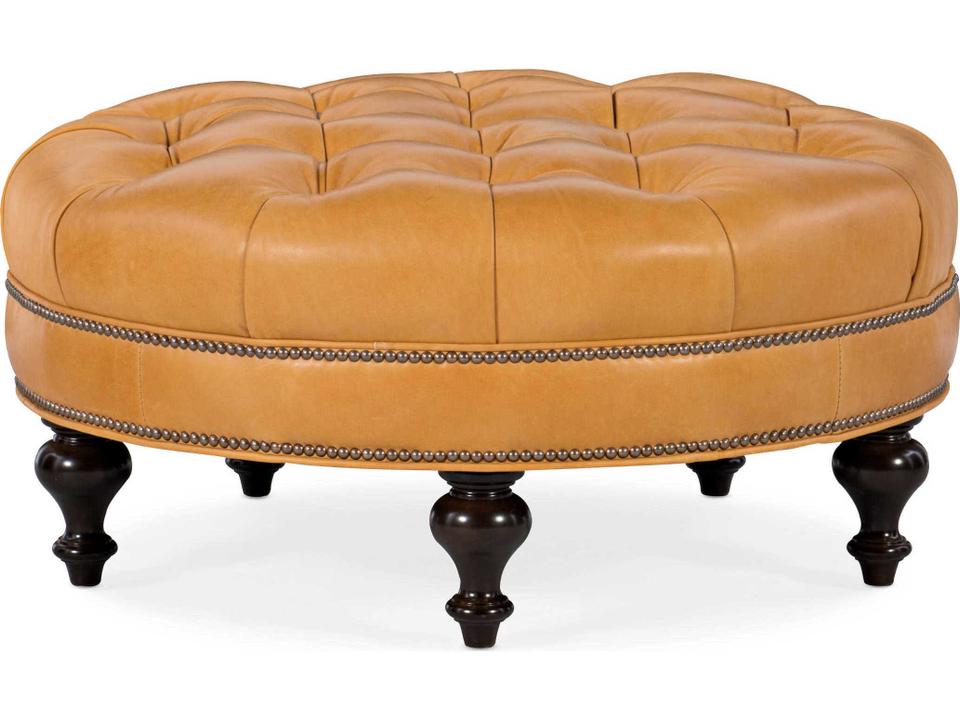 Well-Rounded Tufted Leather Ottoman