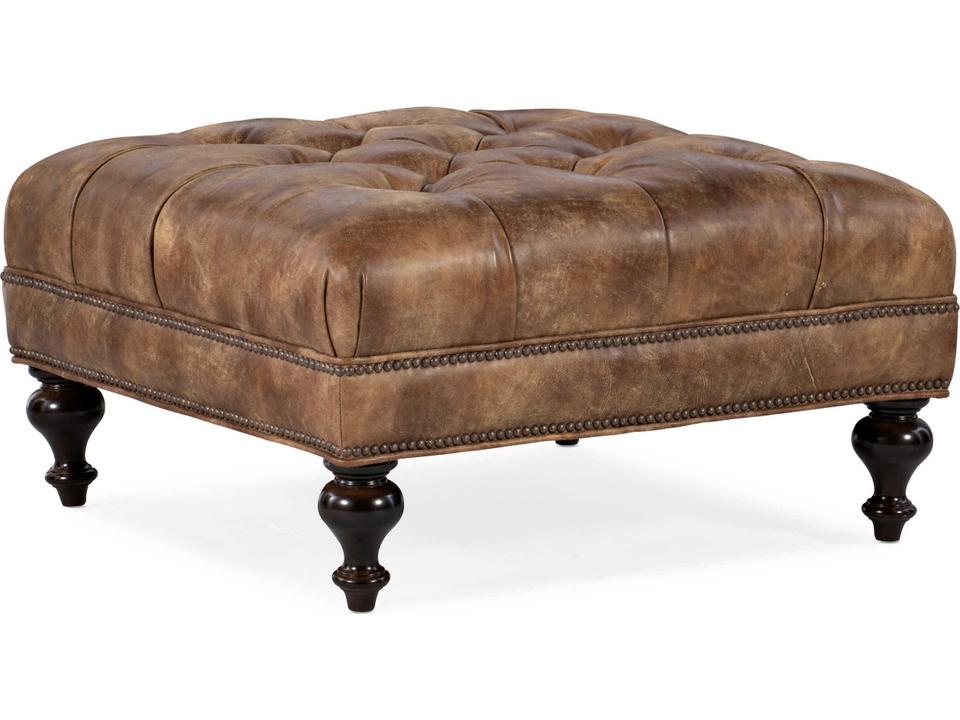 Fair-N-Square Tufted Ottoman with Nailhead Trim