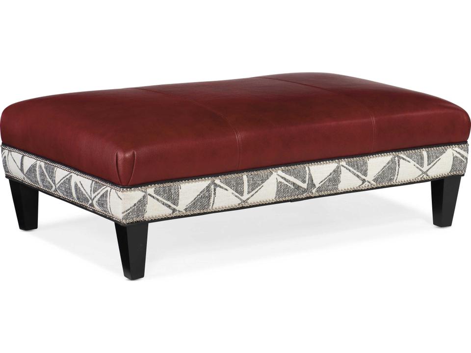 XL Rects Leather Rectangular Cocktail Ottoman with Nailhead Trim