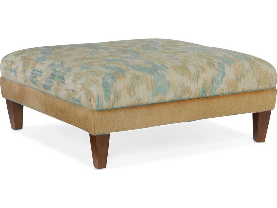XL Fair-N-Square Upholstered Ottoman in Mahogany Finish