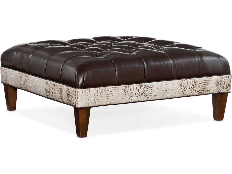 XL Fair-N-Square Tufted Leather Ottoman