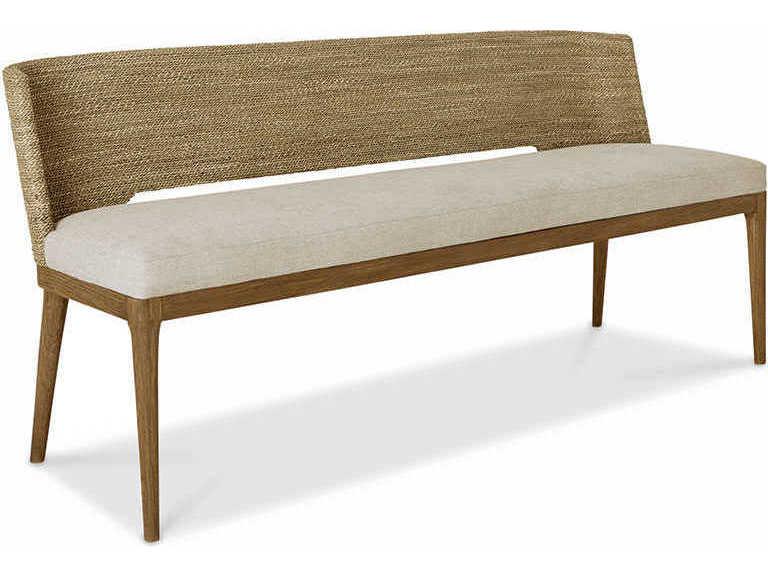 Amalfi 3-Seat Upholstered Accent Bench in Praline Teak with Beach Fabric