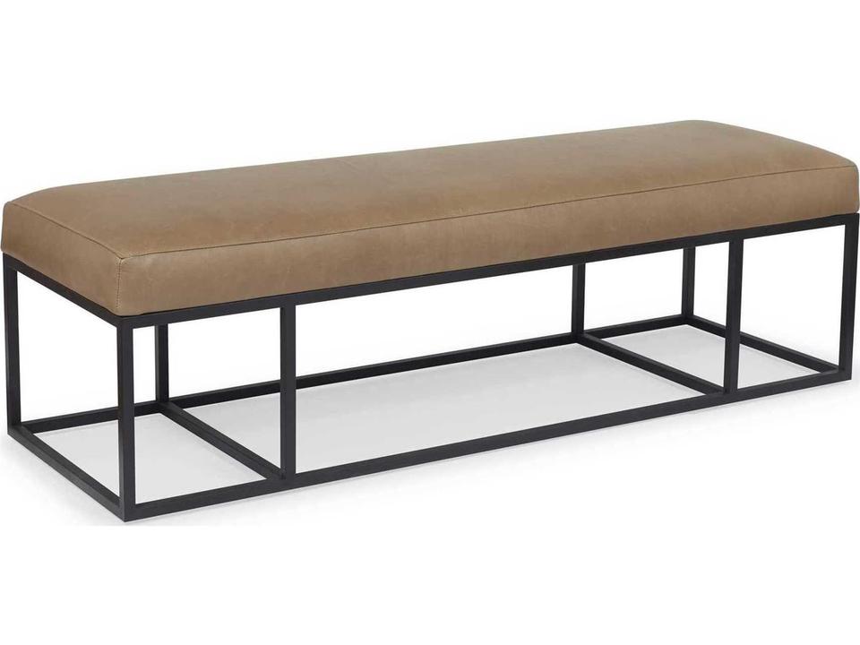 Finley Top Grain Leather Accent Bench in Caramel and Black