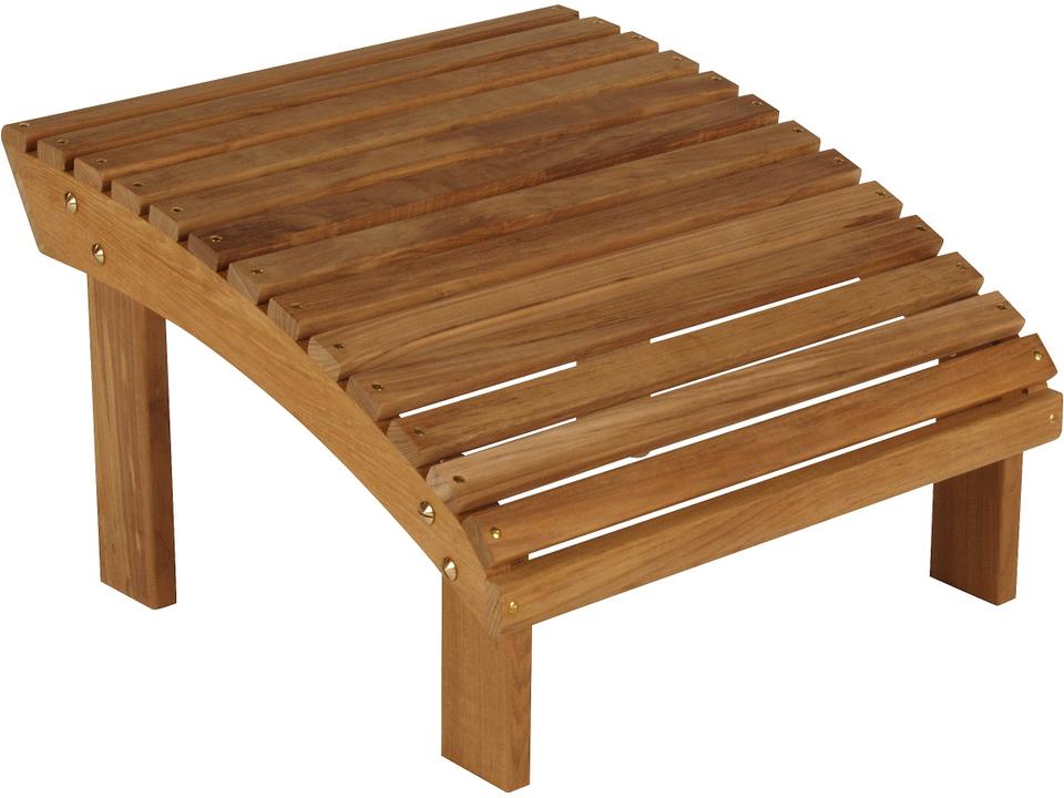 Adirondack Teak Footrest in Natural Teak with Brass Fittings