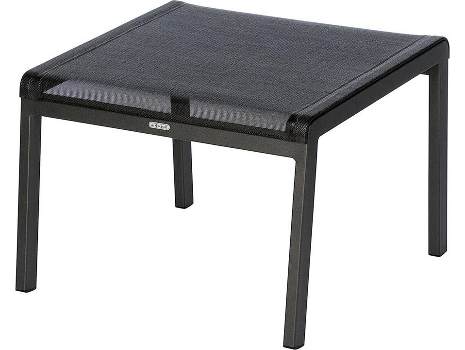 Aura Outdoor Lounge Footstool in Graphite Powder-Coated Aluminum and Charcoal Textilene Sling