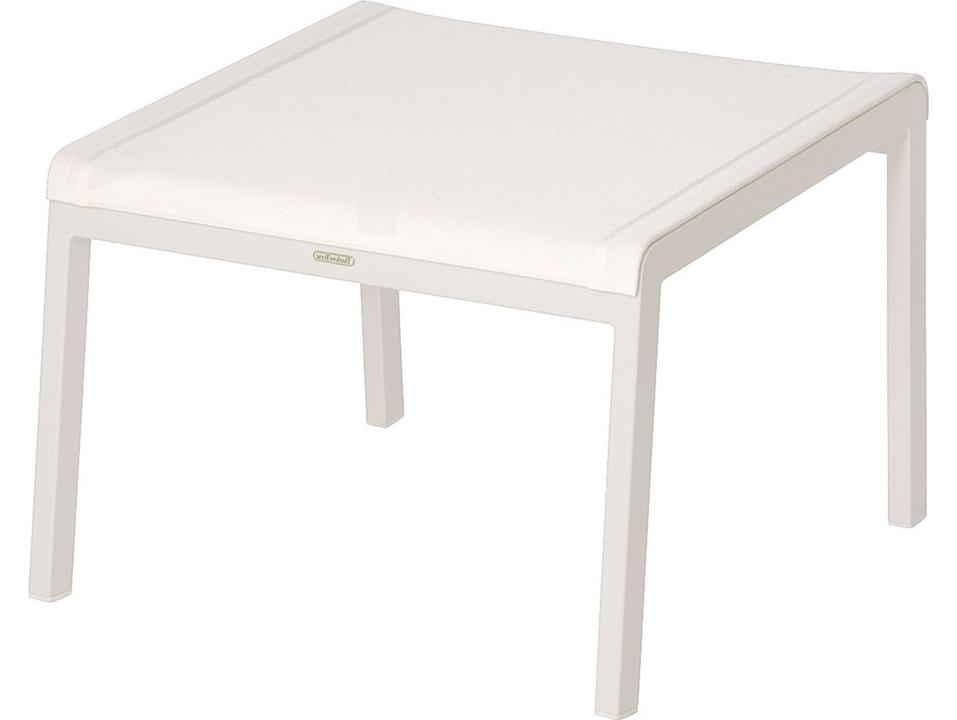 Aura Outdoor Lounge Ottoman in Arctic White Aluminum with Pearl Sling
