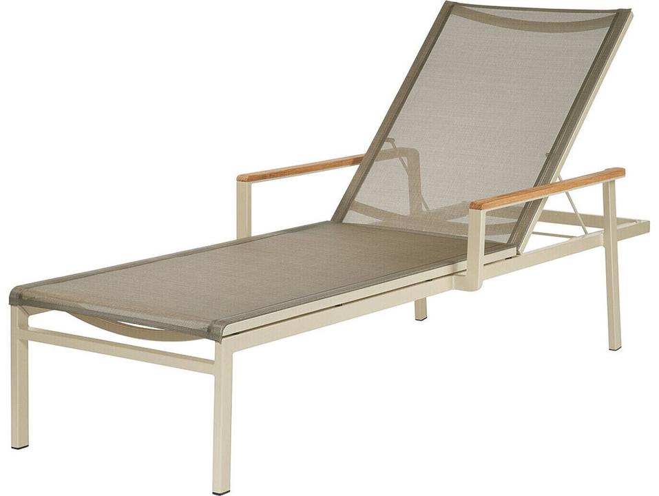 Aura 5-Position Adjustable Chaise Lounge in Champagne Aluminum with Titanium Sling