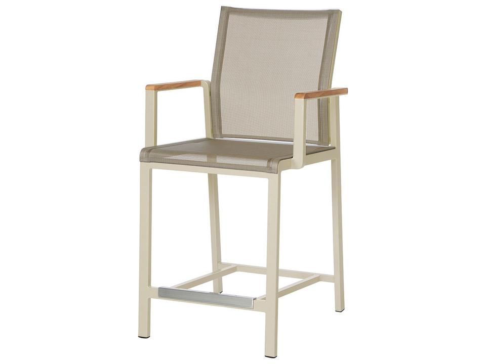 Aura Counter Height Armchair - Champagne Aluminum Frame - Titanium Textilene Sling