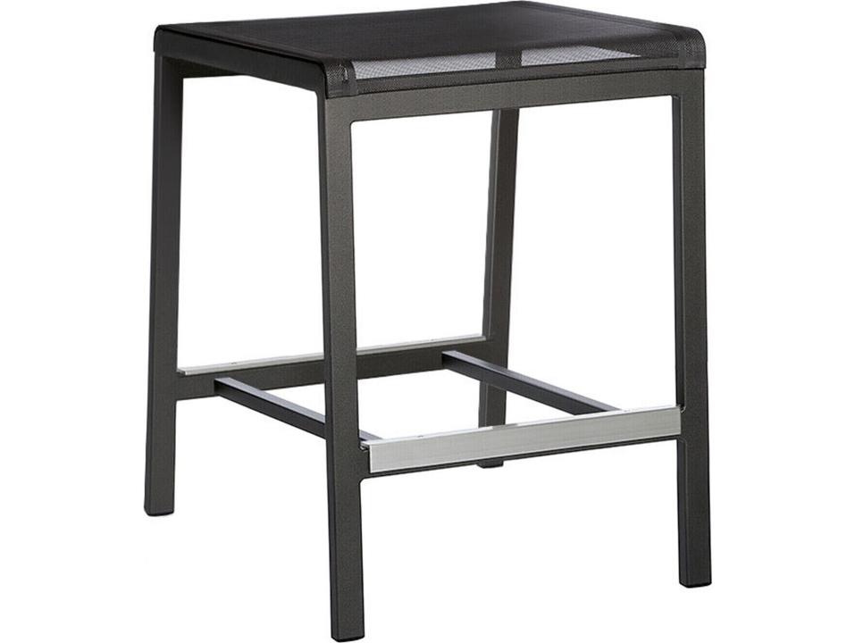 Aura High Backless Aluminum Sling Counter Stool in Graphite and Charcoal