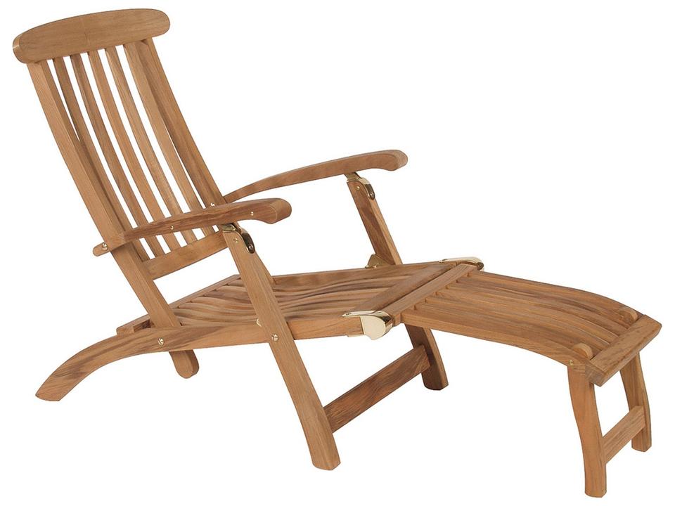 Commodore Teak 4-Position Adjustable Steamer Chair with Solid Brass Fittings