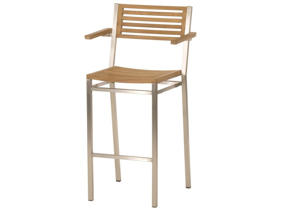 Equinox Teak High Dining Carver Bar Stool with Stainless Steel Frame
