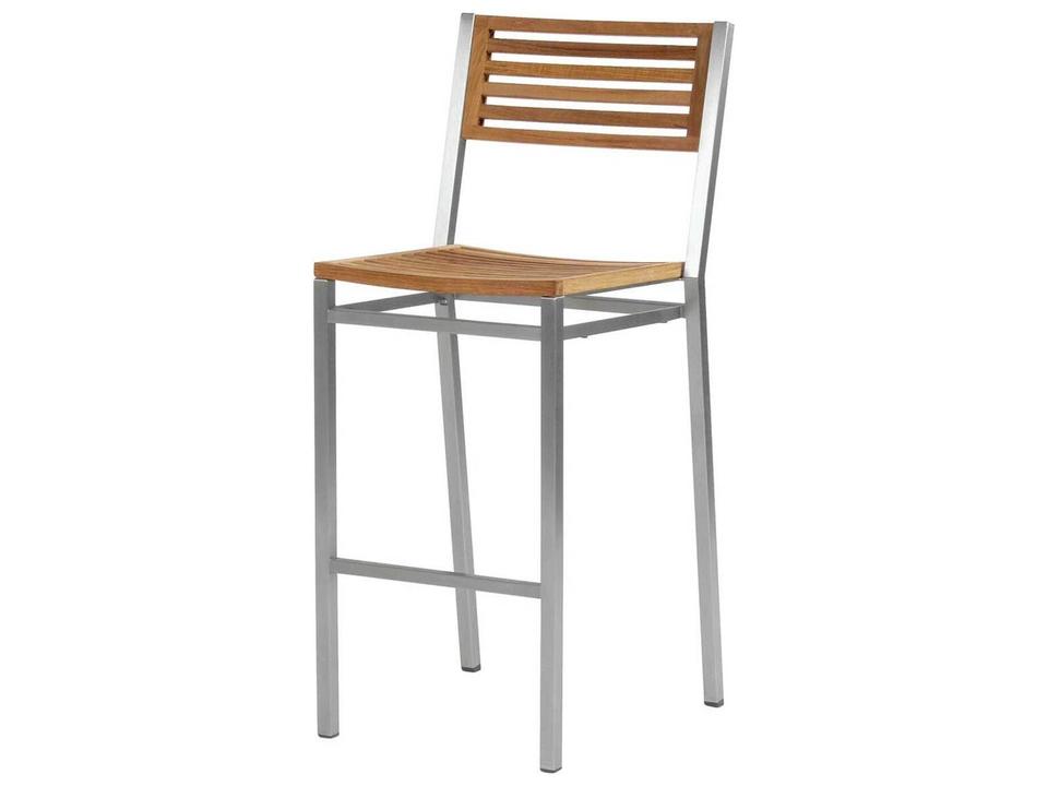 Equinox Bar Stool - Natural Teak - Stainless Steel