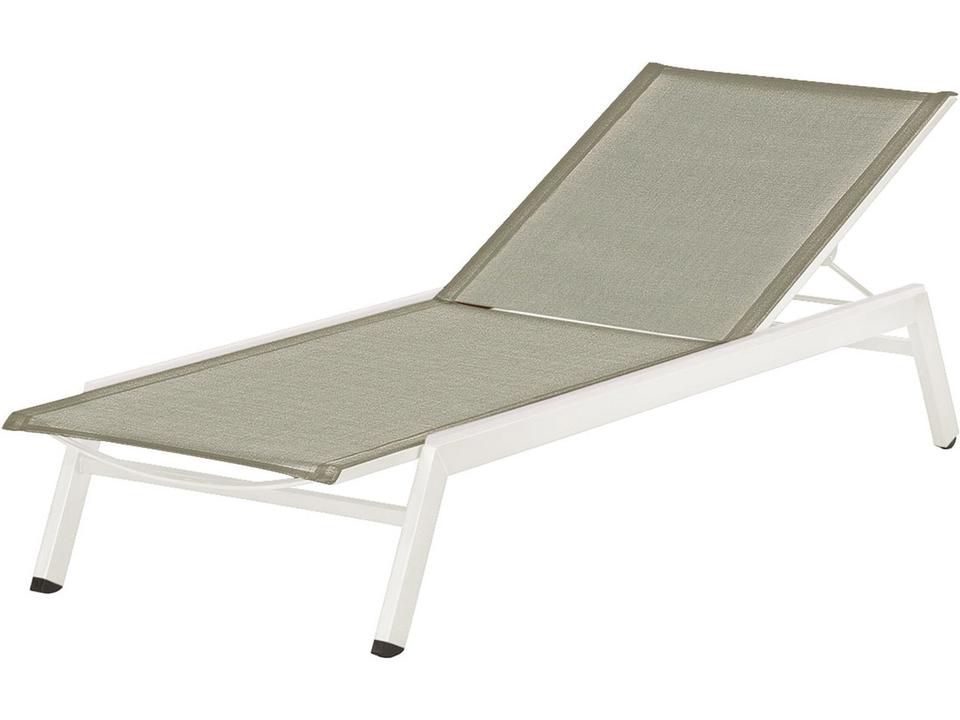Equinox Adjustable Outdoor Lounger in Arctic White Stainless Steel and Seagull Sunbrella Sling