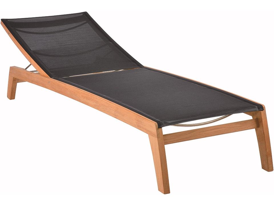 Horizon Teak And Textilene Chaise Lounge in Charcoal