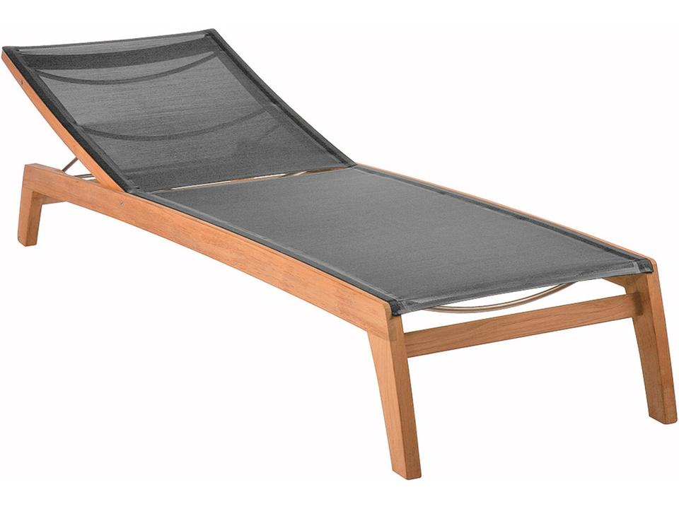 Horizon Teak Outdoor Lounger with Platinum Textilene Sling
