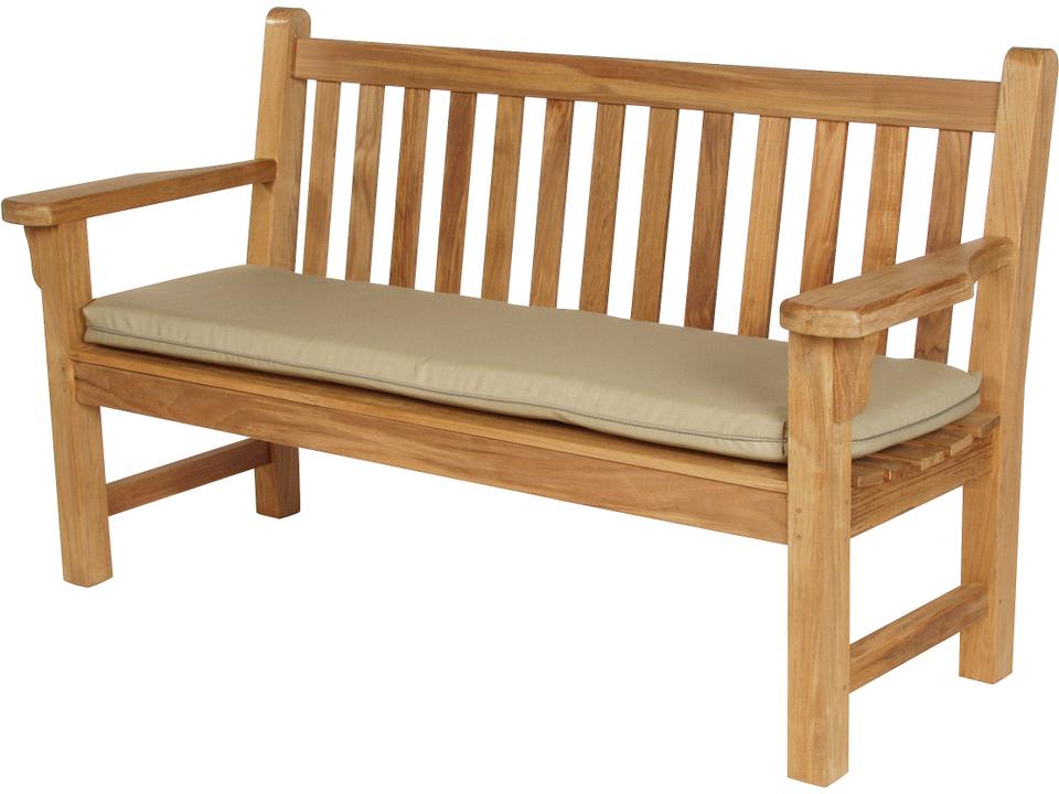 London 63-Inch Teak Outdoor Bench with Slatted Back and Flat Armrests