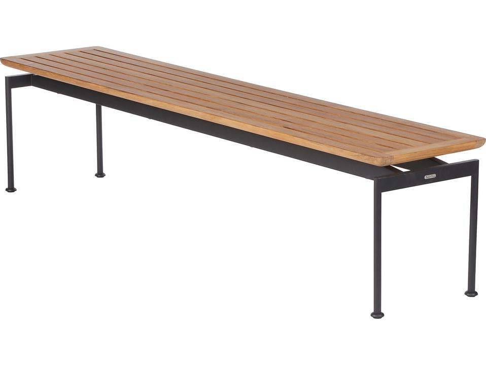 Layout Teak and Stainless Steel Outdoor Dining Bench 74 Inch