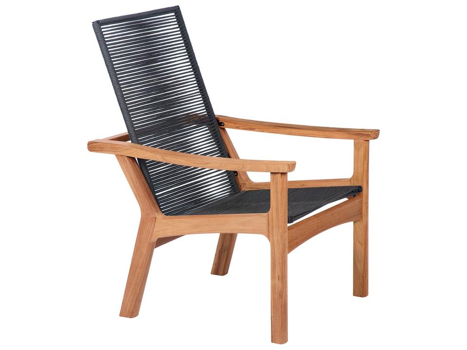 Monterey Deep Seating Reclining Armchair in Natural Teak and Brown Braided Cord