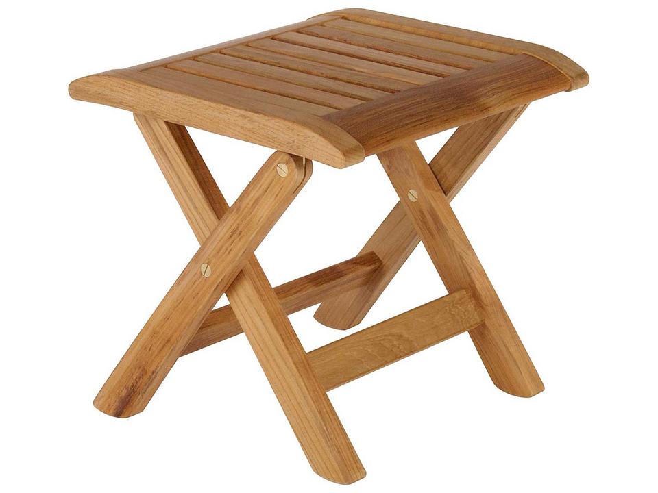 Ascot Teak Folding Footstool Side Table in Natural