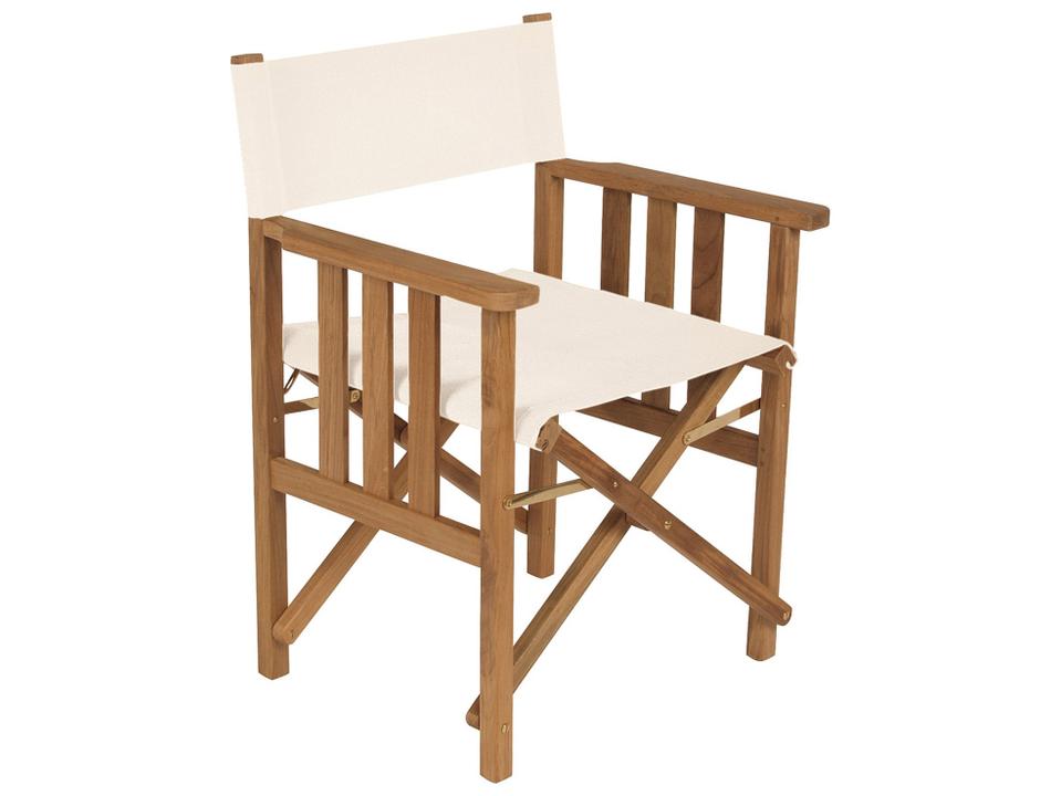 Safari Folding Outdoor Accent Chair in White Sand Textilene