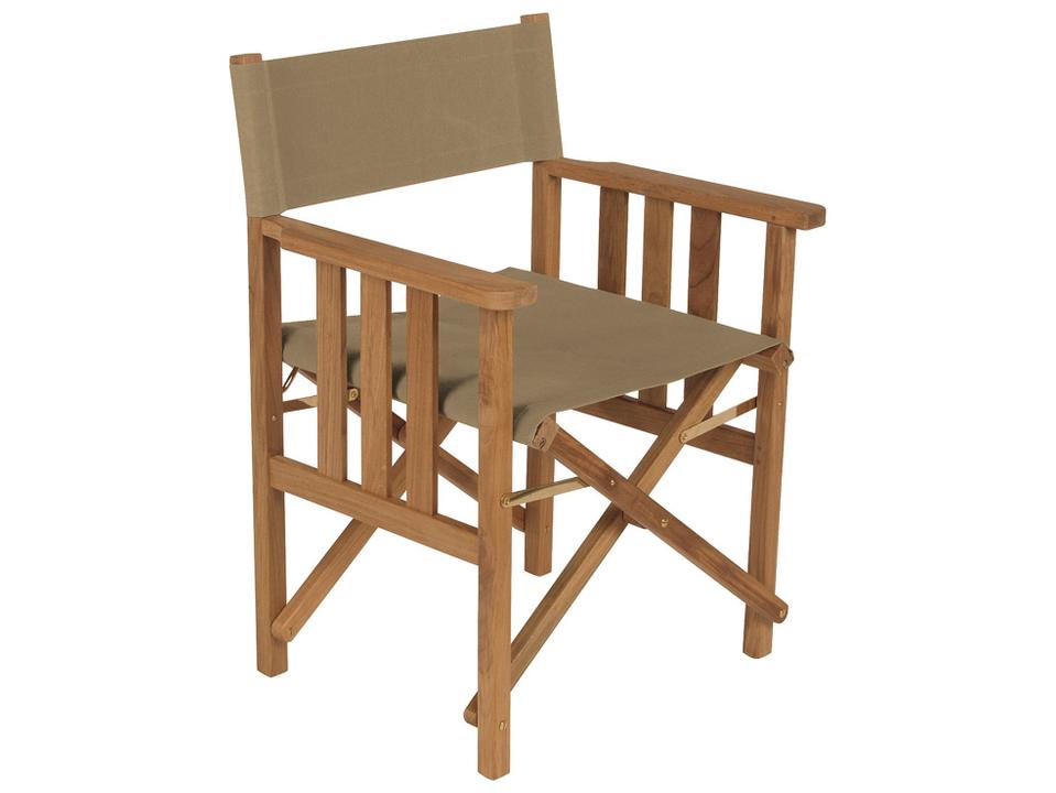 Safari Folding Teak Armchair with Pepper Sunbrella Sling