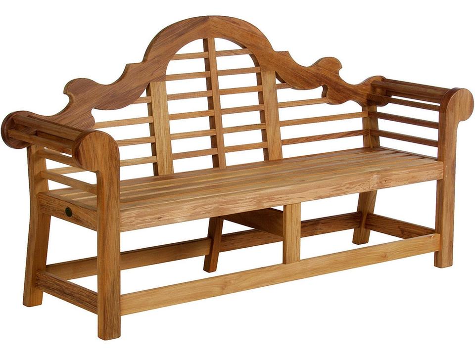 Sissinghurst Teak Outdoor Bench with Slatted Back and Natural Teak Finish