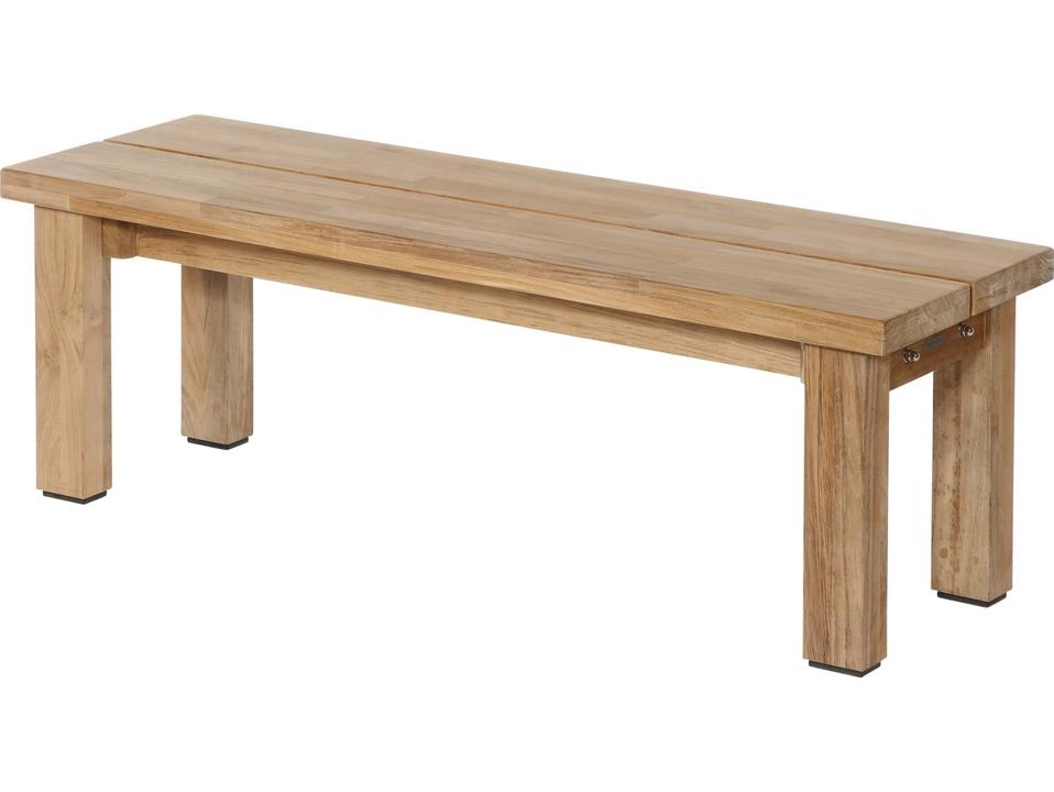 Titan 2-Seat Rustic Teak Bench with Backless Profile