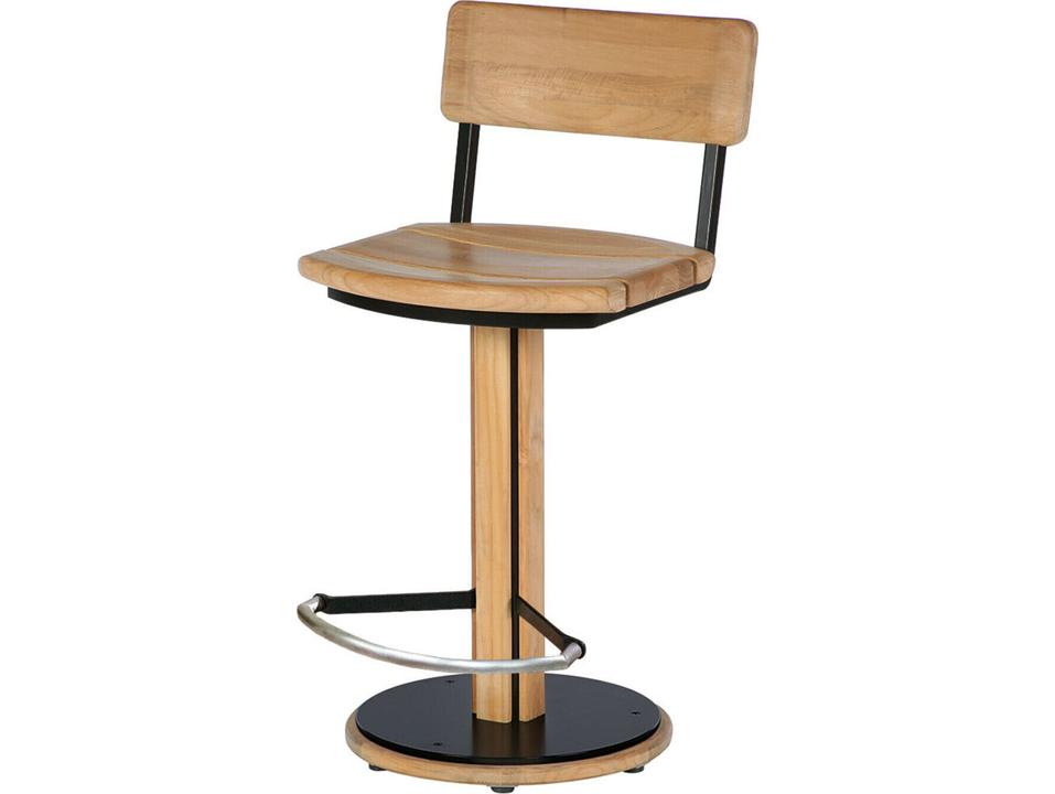 Titan Teak Counter Height Swivel Stool with Black Aluminum Frame